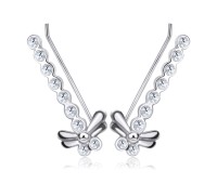 Silver Dragonfly Shaped Earrings EL-130